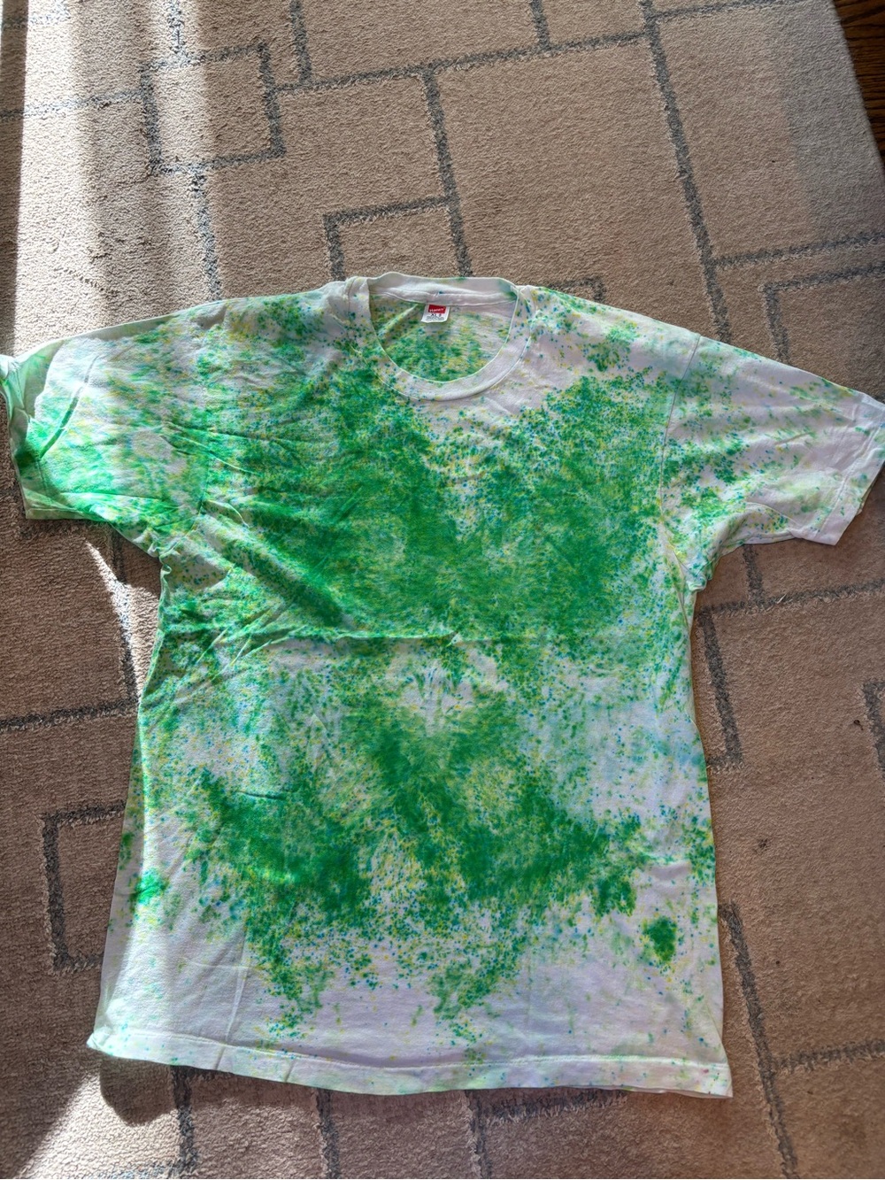 Vintage 80s Hanes Green Splatter Tie-Dye Tee